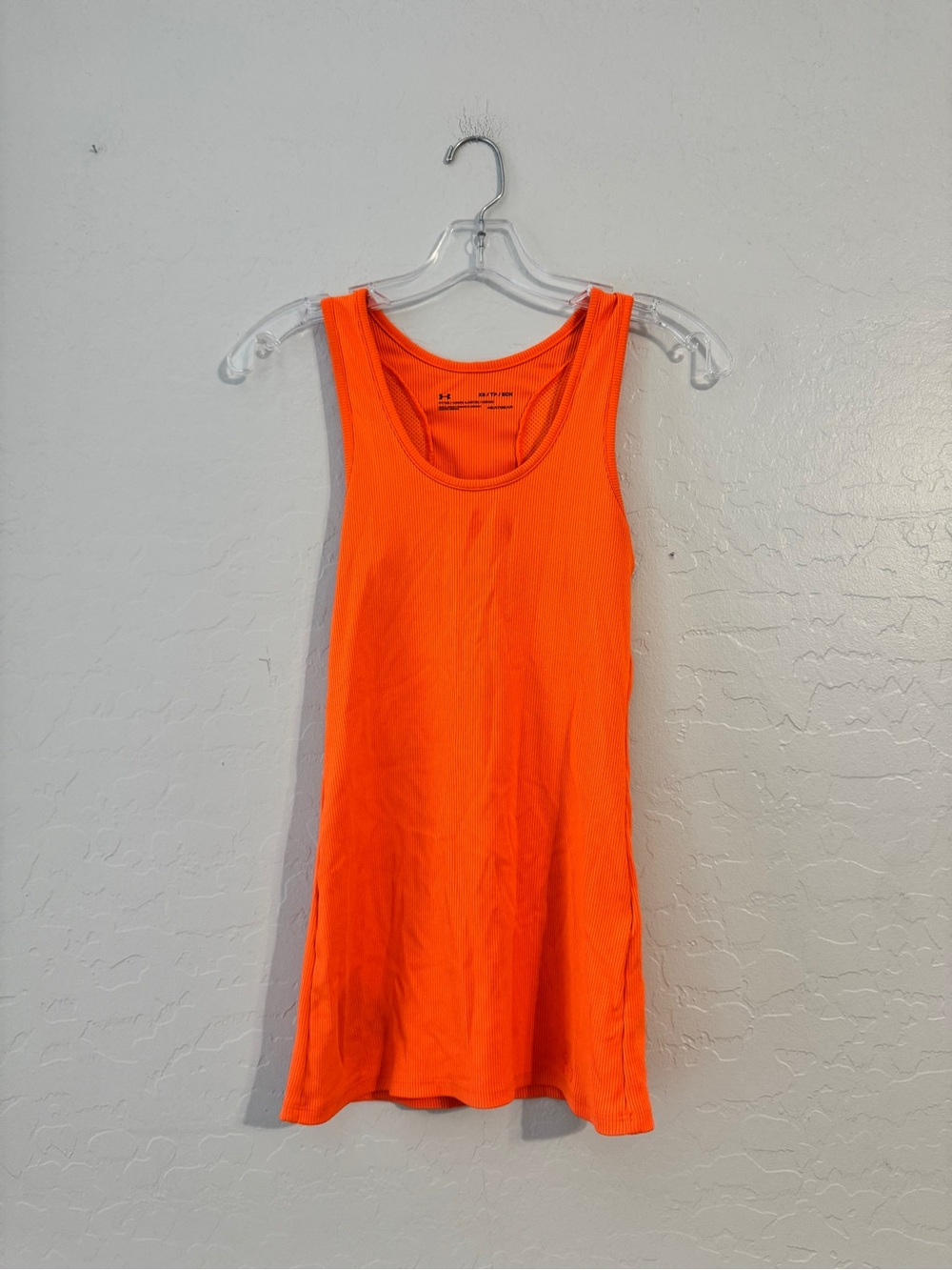 👚Under Armour Women's Orange Ribbed Racerback Scoop Neck Stretch Tank Top S